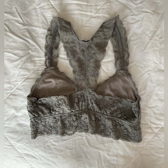 Aerie Heather Gray Floral Racerback Bralette - Picture 2 of 8